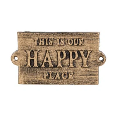 Transpac Iron Gold Happy Place Sign For Spring Wall And Entryway Decor In Brown