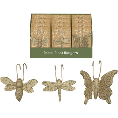Transpac Iron Insect Plant Hangers Set Of 12 Metallic For Spring Garden Decor In Gold