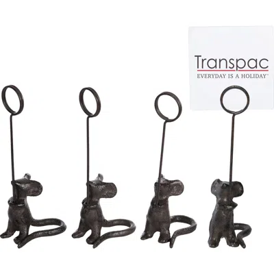 Transpac Iron Mouse Place Card Holder Set Of 4 Metallic For Display And Entertaining In Brown