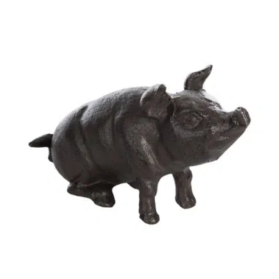 Transpac Iron Pig Garden Statue Metallic For Spring Home Decor In Black