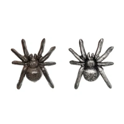 Transpac Iron Spider Decorative Object Set Of 2 For Stylish Interiors In Black