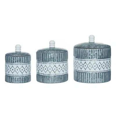 Transpac Jar - Set Of 3 In Gray;white