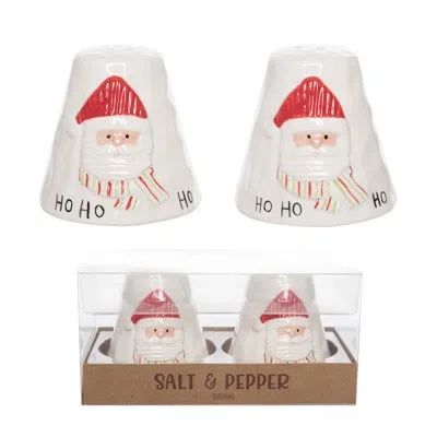 Transpac Jolly Santa Ceramic Salt And Pepper Shakers Set Christmas Tabletop Decor Perfect For Indoor Use Gift In White;red