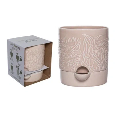 Transpac Large Dolomite Botanical Cream Self Water Planter Grey For Spring Garden Decor In Sand