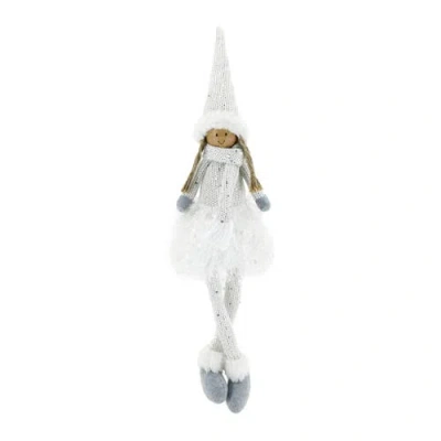 Transpac Large Pangel Sitter Decorative Figurine For Christmas In White