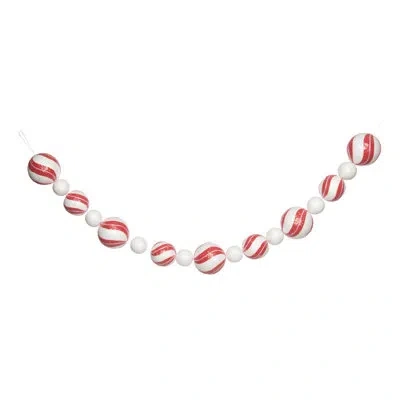 Transpac Large Peppermint Red/white Garland Christmas Decor Foam In White;red