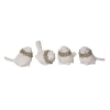 Transpac Large Resin Glitter Wreath Bird Figurine Set Of 4 Christmas Decor In White