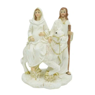 Transpac Large Resin Pregnant Mary On Donkey Nativity Scene Figurine In White