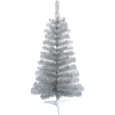 Transpac Large Silver Tinsel Mini Christmas Tree For Holiday Decor