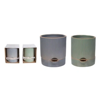 Transpac Large Terracotta Etched Self Water Planter Set Of 2 For Home Decor Spring Planters Terracot In Multi