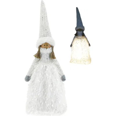 Transpac Light Up Angel Sitter Decorative Figurine In White