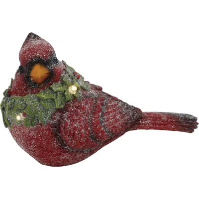 Transpac Light Up Cardinal Figurine In Burgundy