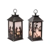 Transpac Light Up Halloween Lantern Set Of 2 Battery Operated Decor In Black