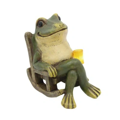 Transpac Light Up Resin Frog Figurine In Green