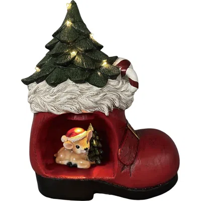 Transpac Light Up Spotted Deer Figurine Boot Decorative Object Christmas In Green