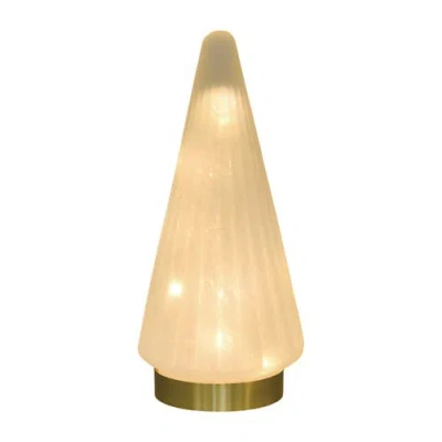 Transpac Light Up White Frosted Glass Tree Decorative Object Battery Operated In Neutral