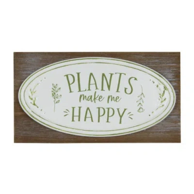 Transpac Mdf And Metal Plants Happy Sign White And Brown For Spring Wall And Entryway Decor In Multi