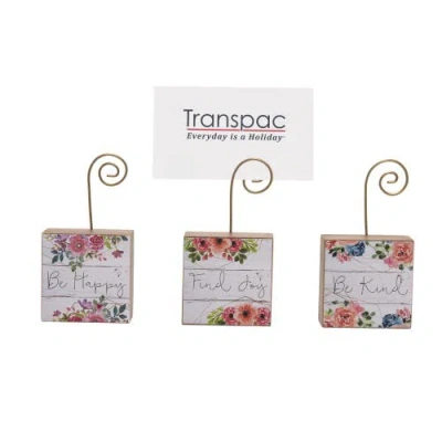 Transpac Mdf Block Photo Holder Set Of 3 Spring Home Decorations Freestanding Wood Signs For Spring  In Multi