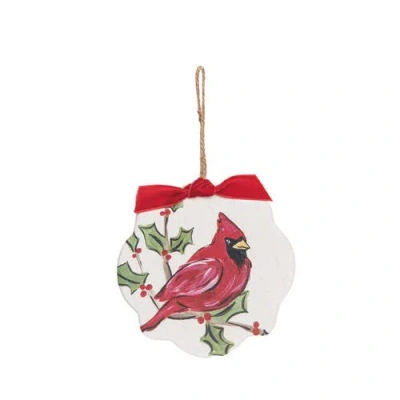 Transpac Mdf Cardinal Ornament Multicolor Christmas Tree Decoration In White
