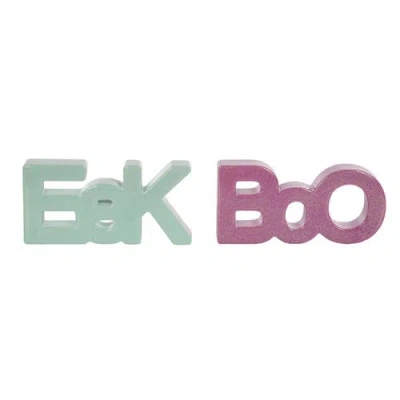 Transpac Mdf Epoxy Eek Boo Set Of 2 Halloween Decorative Sculptures In Multi