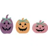 Transpac Mdf Epoxy Jack-o-lantern Set Of 3 Decorative Sculptures In Multi