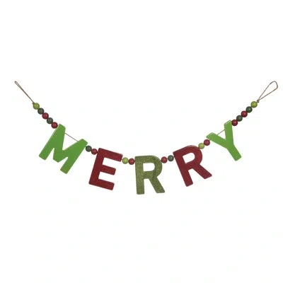 Transpac Mdf Epoxy Merry Garland - Colorful Christmas Tree Garlands & Banners For Indoor Decoration, Perfect  In Red;green