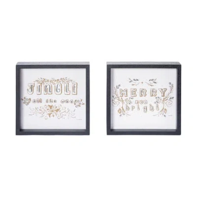 Transpac Mdf Framed Jingle Merry Textured Paper Tabletop Sign Multicolor