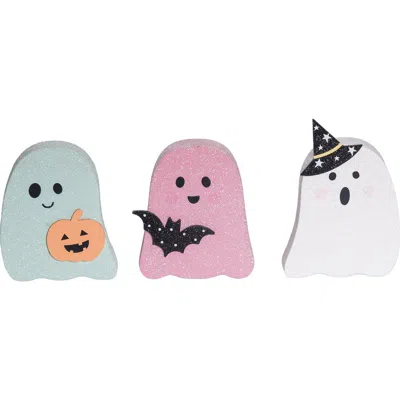 Transpac Mdf Glitter Ghost Set Of 3 Decorative Sculptures For Halloween Indoor Use Multicolor Tablet