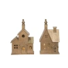 Transpac Mdf Light Up Metallic Christmas Home Decorations Set Of Two In Gold