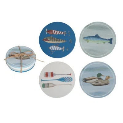 Transpac Mdf Retreat Coasters Set Of 4 Multicolored For Spring Serving And Entertaining