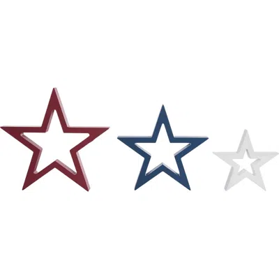 Transpac Mdf Stars Decor Set Of 3 Red And Blue And White For Spring Home Decor In Multi
