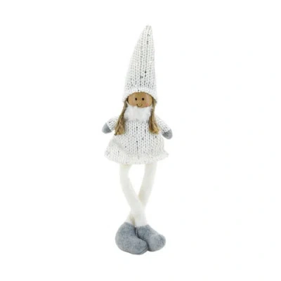 Transpac Medium Plush Angel Sitter Decorative Figurine For Christmas In White