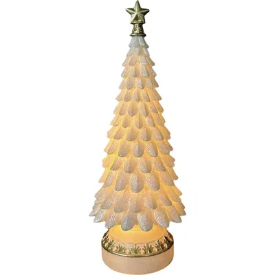 Transpac Medium Resin Led Christmas Tree Tabletop Sculpture Prelit In Brown