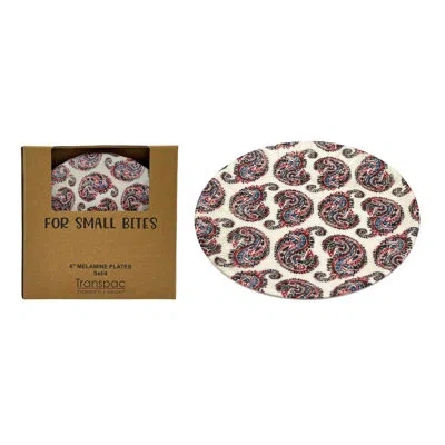 Transpac Melamine Blue Bandana App Plates Set Of 4 Home Decorations Patriotic In White;blue