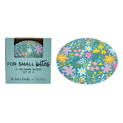 Transpac Melamine Floral App Plates Set Of 4 Home Decorations Spring In Green;yellow