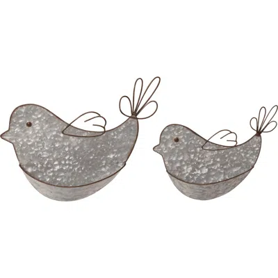 Transpac Metal 13.75 Inch Silver Spring Hanging Bird Container Wall Decor Set Of 2 Decorative Sculpt