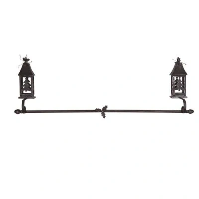 Transpac Metal Christmas Lantern Stocking Holder Iron Design In Gray
