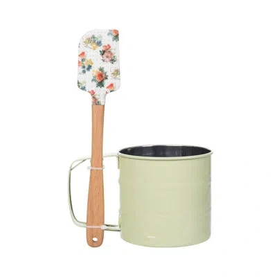 Transpac Metal Flour Sifter W/silicone Spatula S Home Decorations Spring In Brown;green