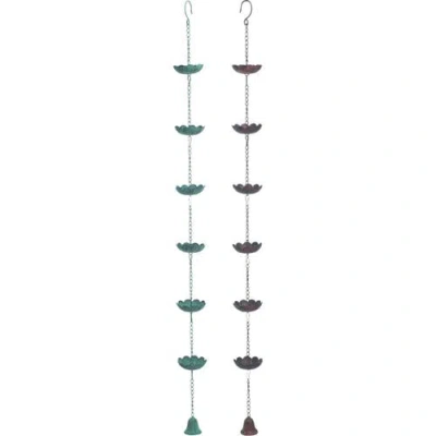 Transpac Metal Flower Rain Chain Set Of 2 Multicolored Spring Outdoor Decor For Gardens Patios Perfe In Gray