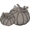 Transpac Metal Gray Harvest Whitewash Pumpkin Decor In Gray