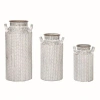 Transpac Metal Herringbone Jug Containers Set Of 3 Off-white Harvest Decor In Gray