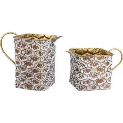 Transpac Metal Honeycomb Square Watering Cans Set Of 2 Decorative Home Accents For Spring And Garden In Multi