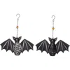 Transpac Metal Light Up Hanging Bat Decor Set Of 2 Halloween Decor In Black