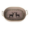 Transpac Metal Oval Deer Tray Multicolored Decorative Tabletop Tray In Brown