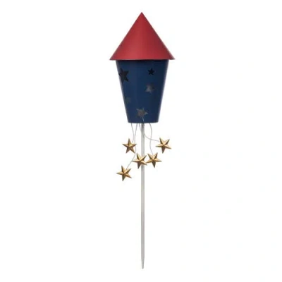 Transpac Metal Rocket Garden Stake Patriotic Home Decoration Decorative Yard Art For Outdoor Spaces In Multi