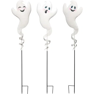 Transpac Metal Silly Ghost Set Of 3 Halloween Home Decorations In White