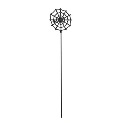 Transpac Metal Spider Web Yard Stake Decorative Halloween Garden Stake In Black