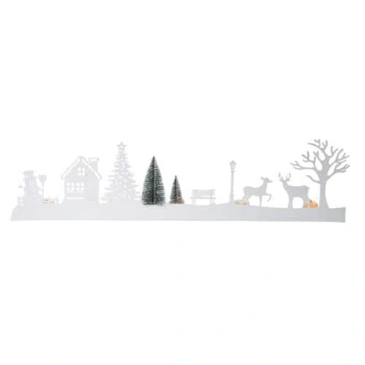 Transpac Metal White Christmas Village Scene