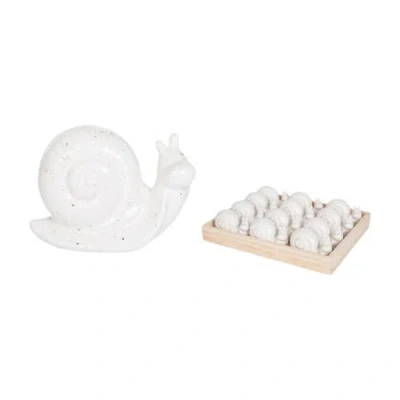 Transpac Mini Ceramic Snails In White