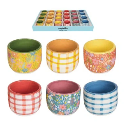 Transpac Mini Dolomite Summery Pots Set Of 24 In Multi